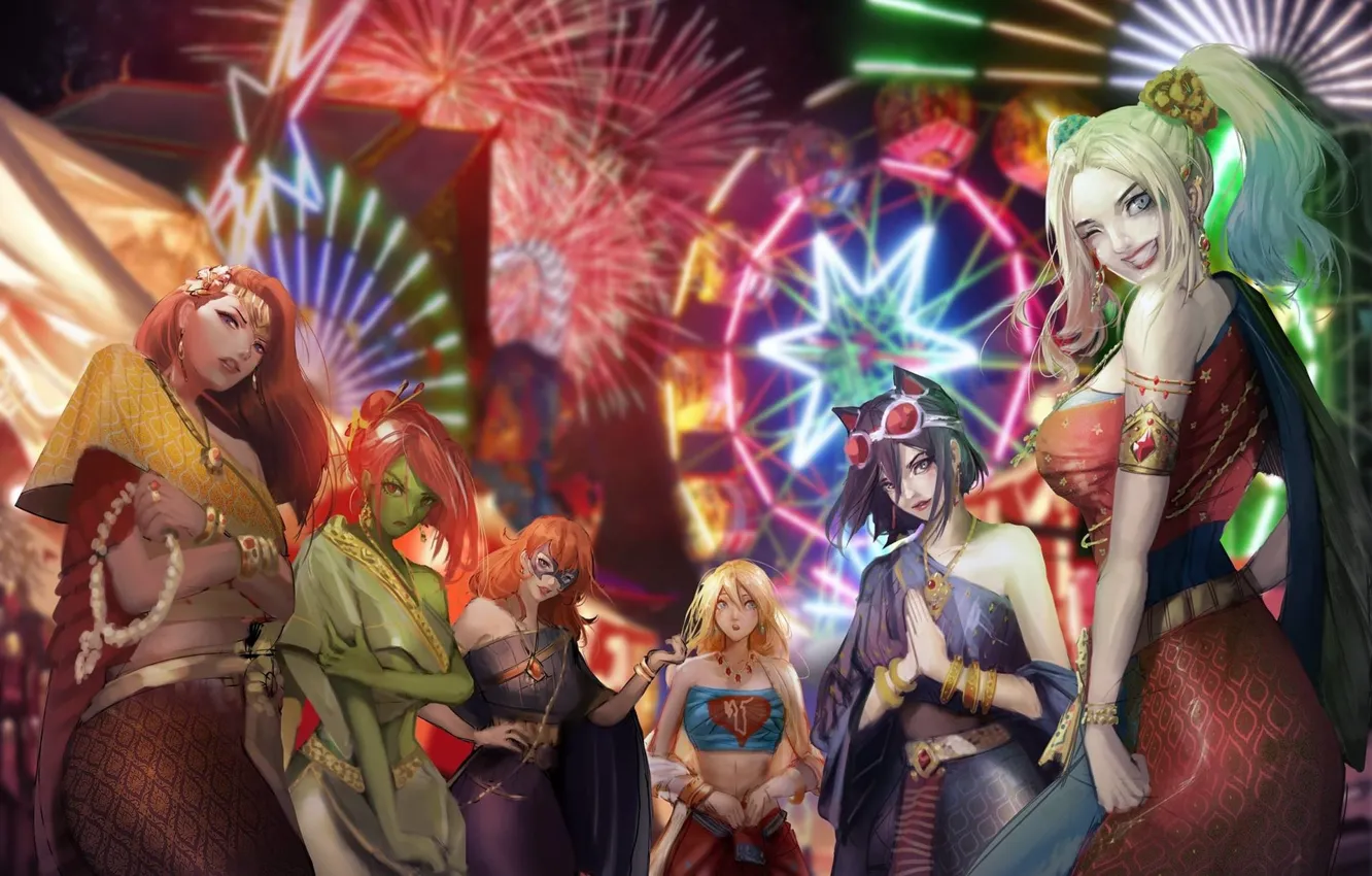 Photo wallpaper comic, Catwoman, Supergirl, Batgirl, Harley Quinn, Poison Ivy, Comic Book Heroes, Bat Family