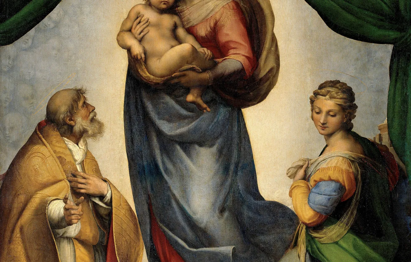 Photo wallpaper revival, Renaissance, Raphael, Sistine Madonna (fragment)