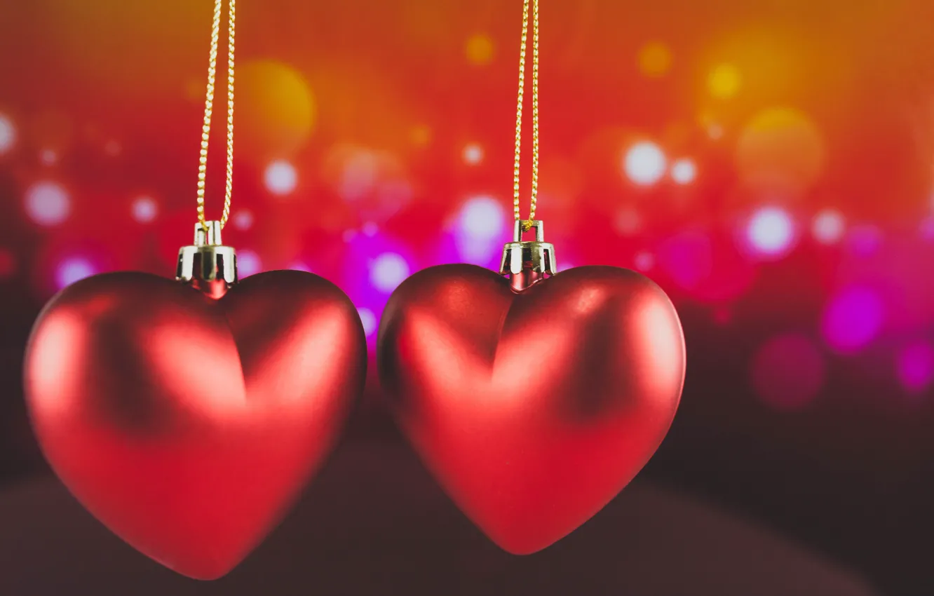 Photo wallpaper hearts, red, love, romantic, hearts, bokeh, valentine's day