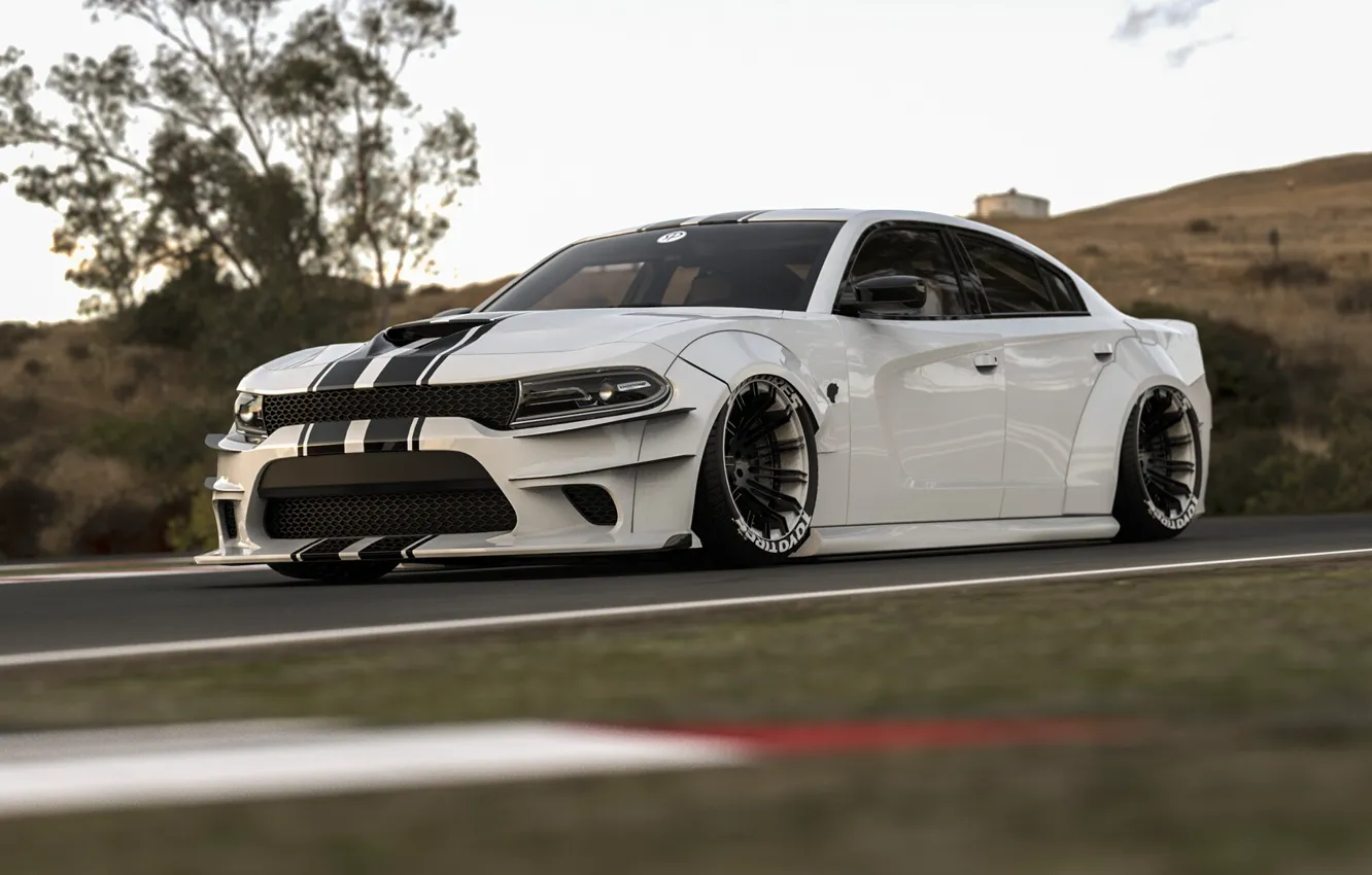 Photo wallpaper Auto, Machine, Dodge, Car, Render, Charger, Dodge Charger, Rendering