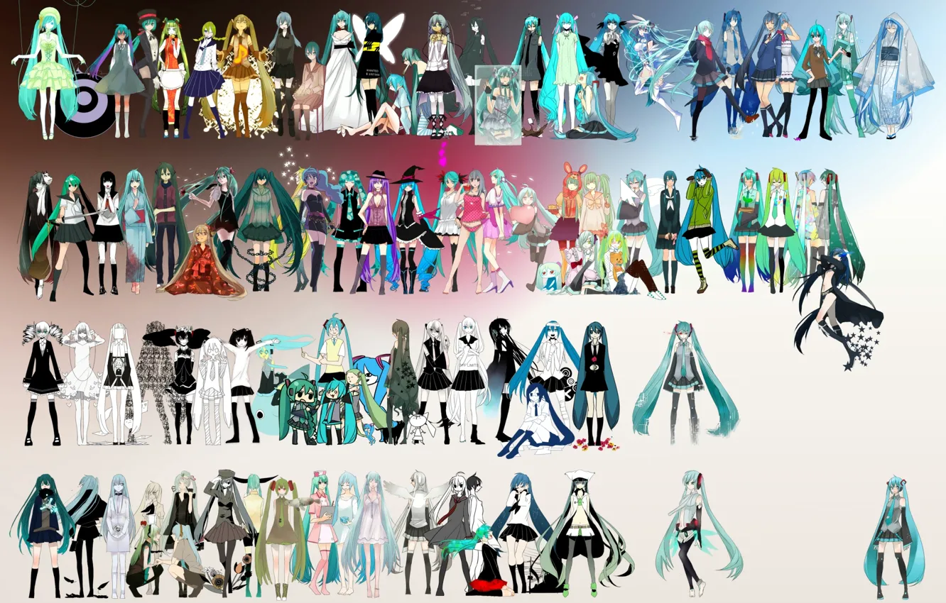 Photo wallpaper Hatsune Miku, Vocaloid, a lot, characters, cosplay