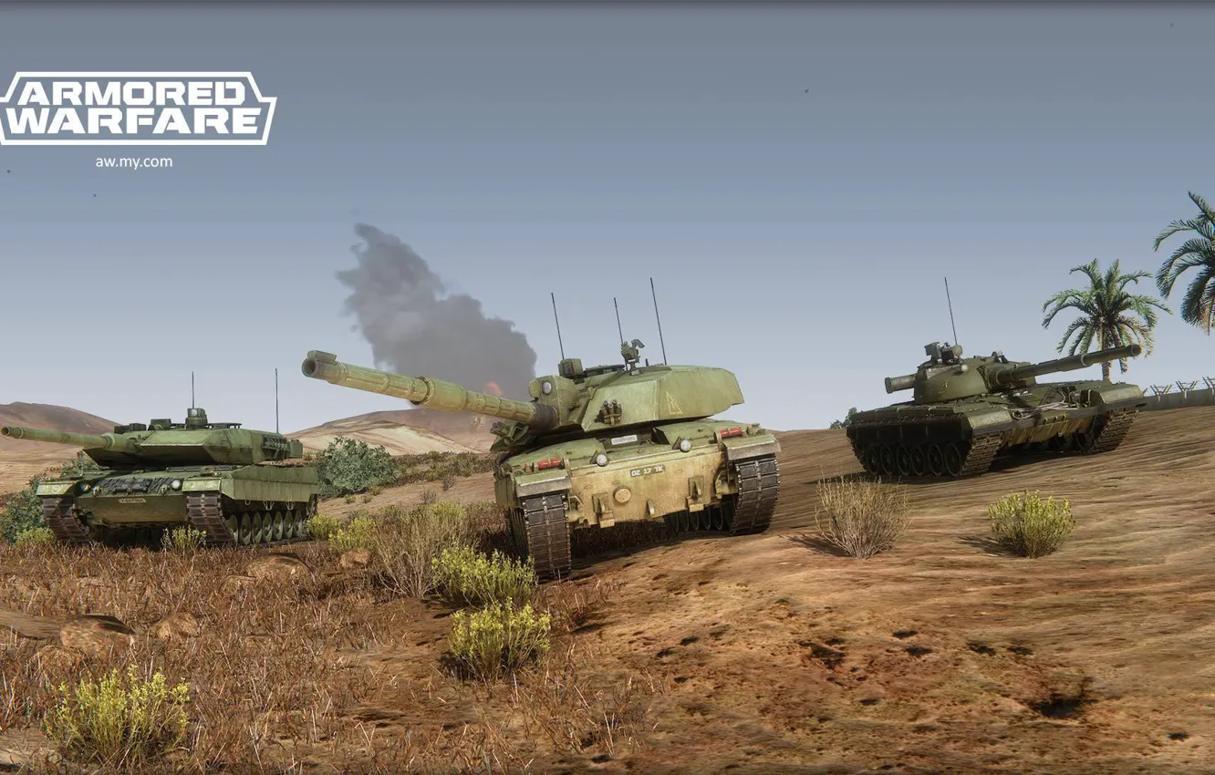 Photo wallpaper desert, tanks, challenger 2, t-80, armored warfare, leopard 2A5