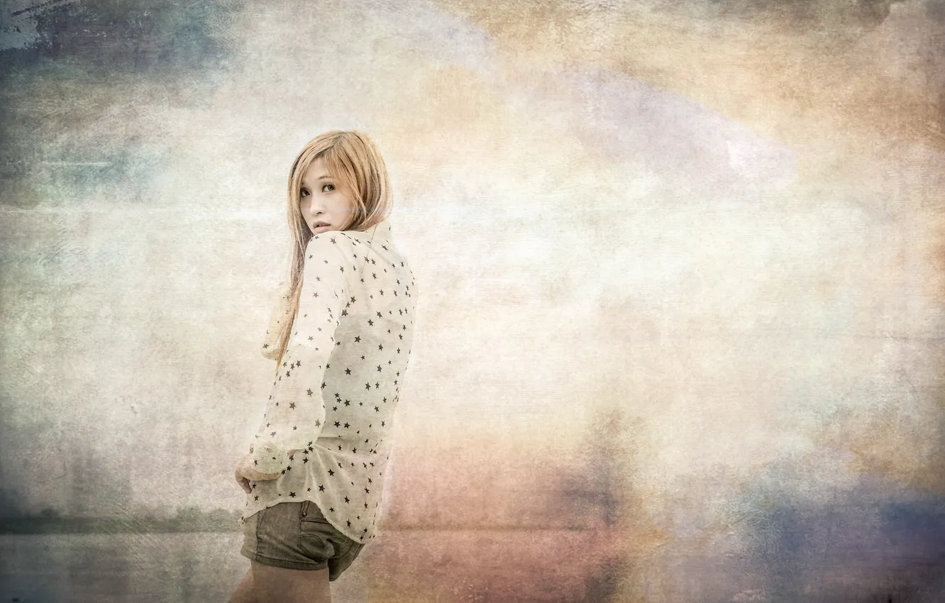 Photo wallpaper girl, background, Asian