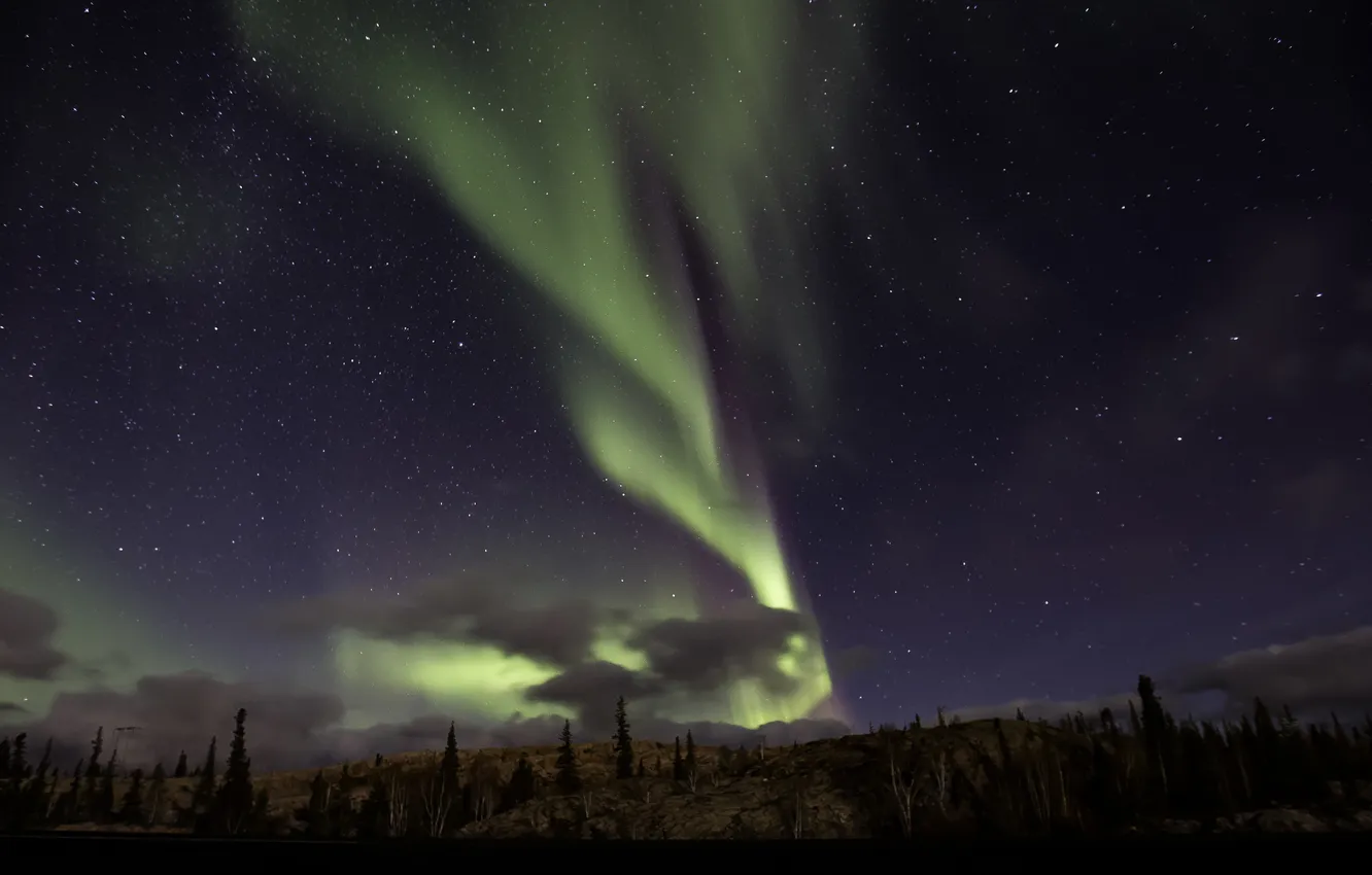 Photo wallpaper the sky, stars, night, Northern lights