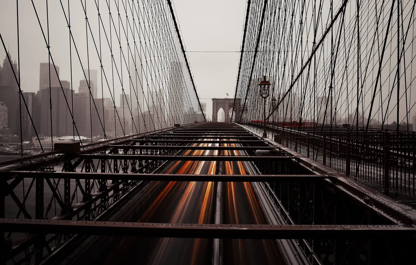 Photo wallpaper New York, Brooklyn Bridge, Civic Center