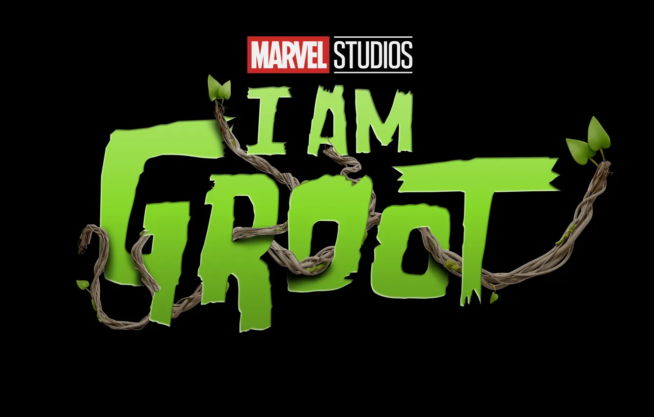 Photo wallpaper logo, Groot, Marvel Studios, I Am Groot