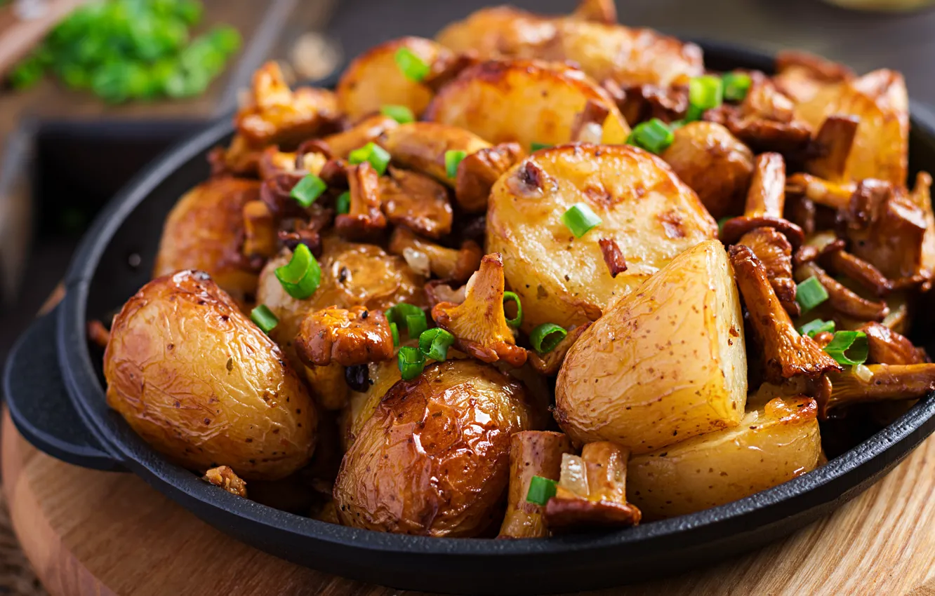 Photo wallpaper mushrooms, bow, potatoes