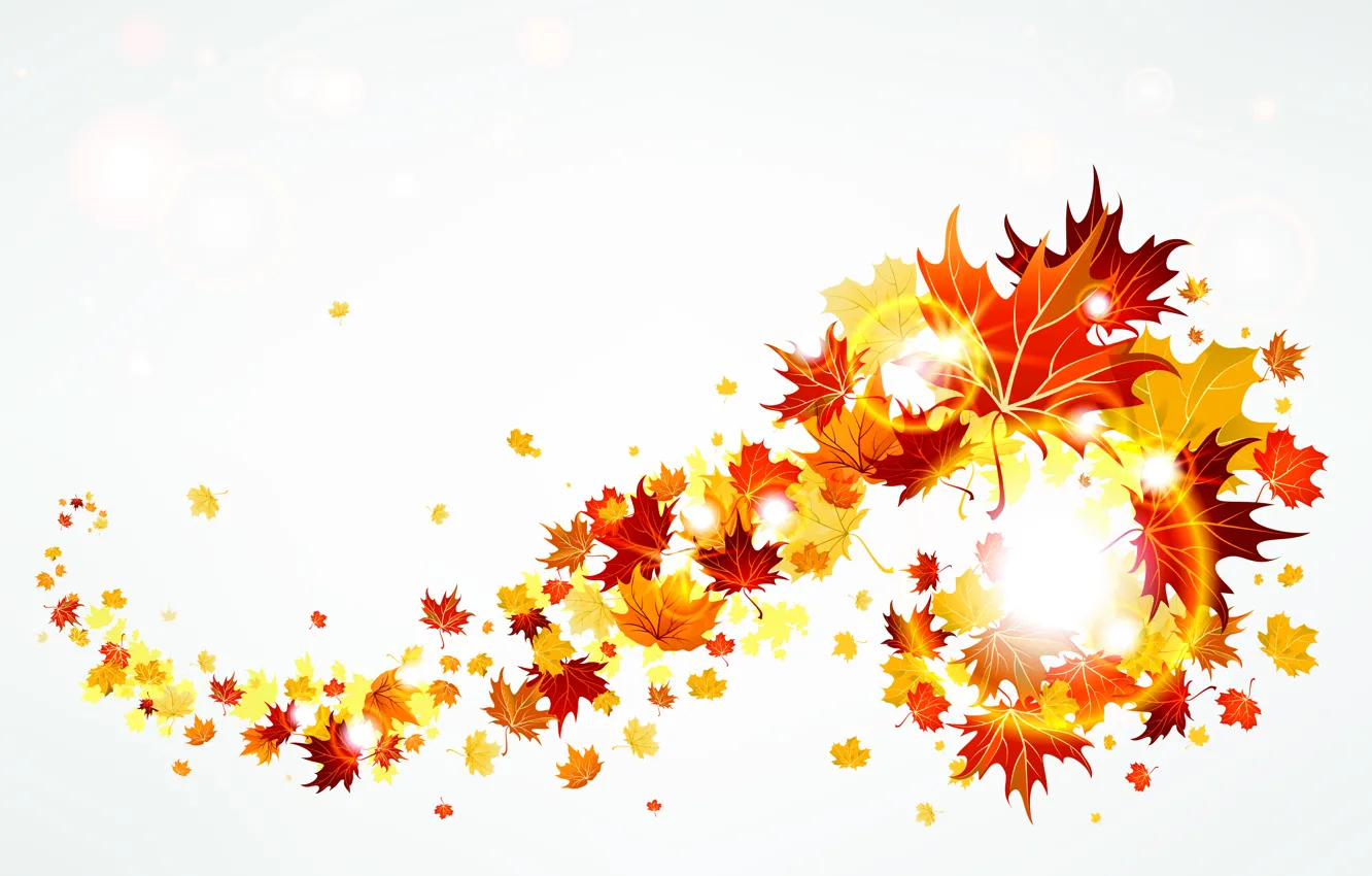Photo wallpaper autumn, leaves, the wind, glow