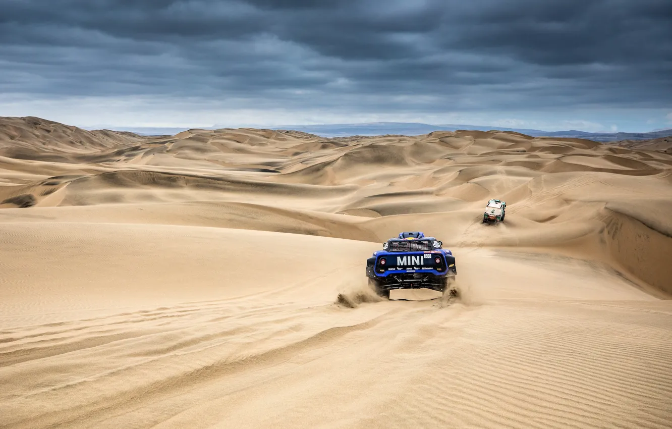 Photo wallpaper Sand, Auto, Mini, Sport, Desert, Machine, Truck, Car