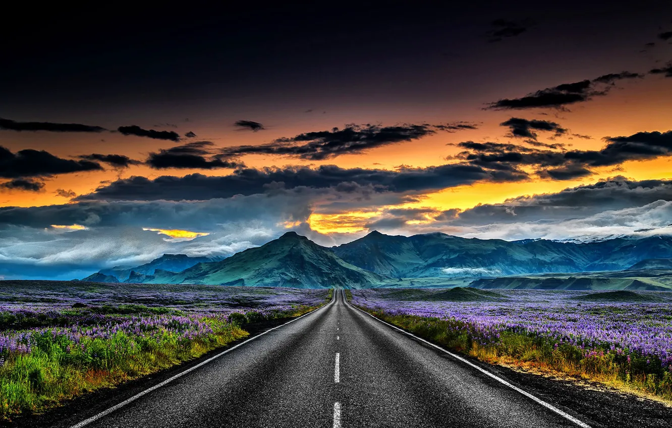 Photo wallpaper road, landscapes, Iceland