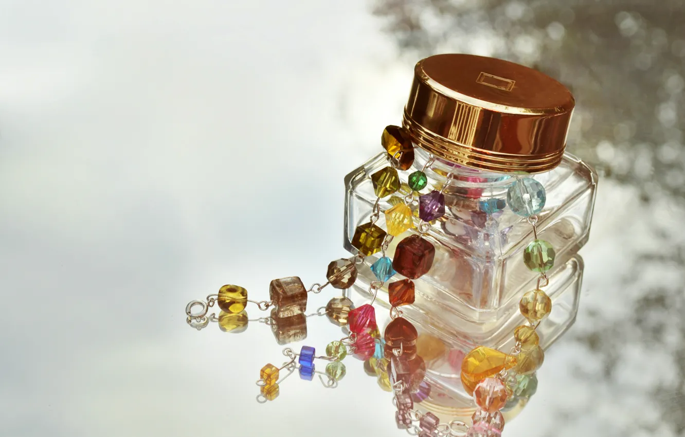 Photo wallpaper glass, stones, decoration, jar