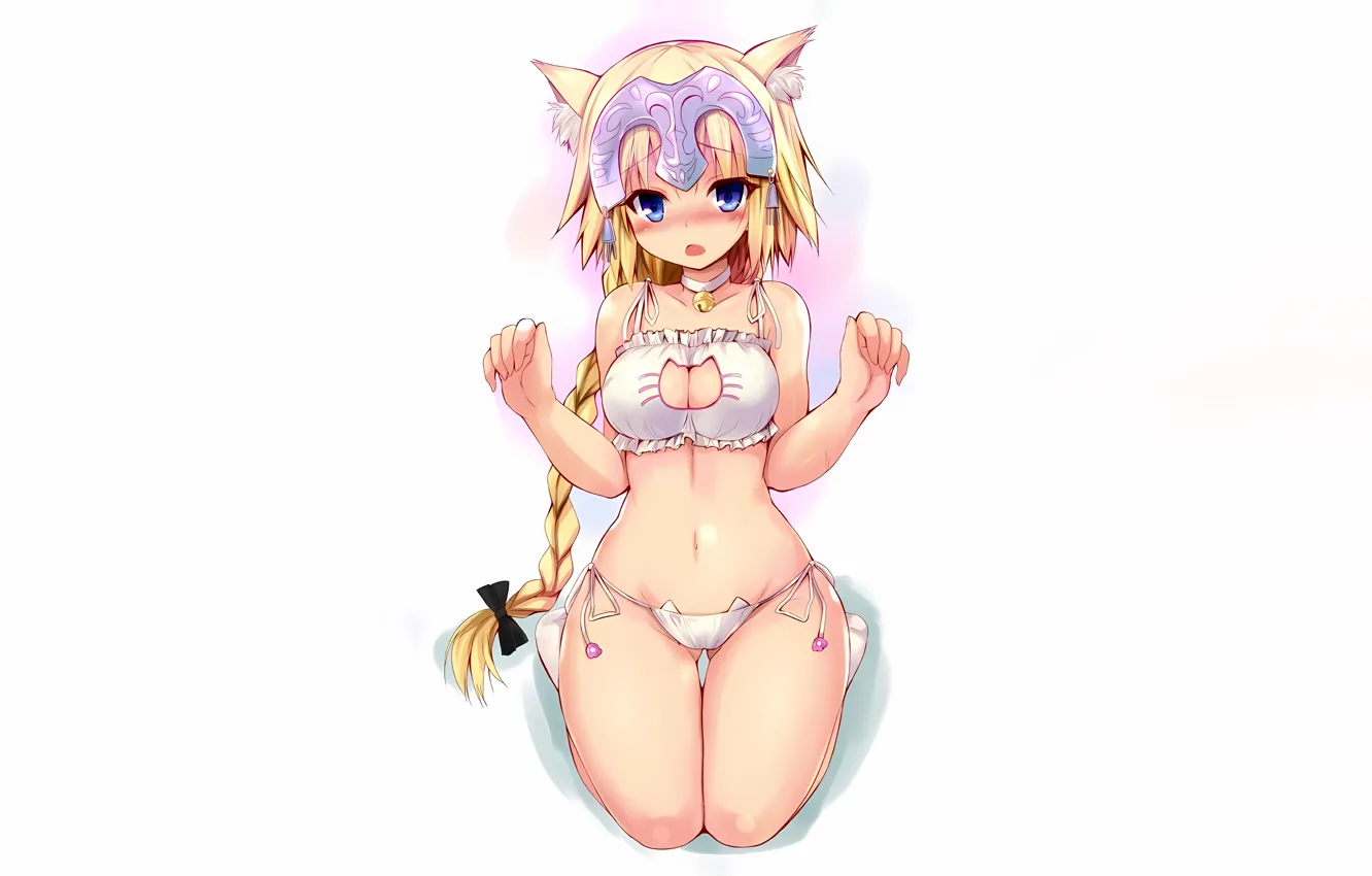 Photo wallpaper girl, sexy, lingerie, bra, cleavage, panties, long hair, boobs