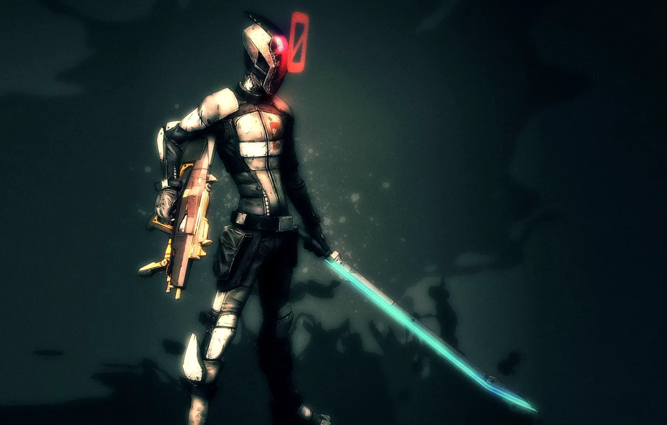Photo wallpaper sword, cyborg, cutter, Borderlands, the hero of the game, nano suit