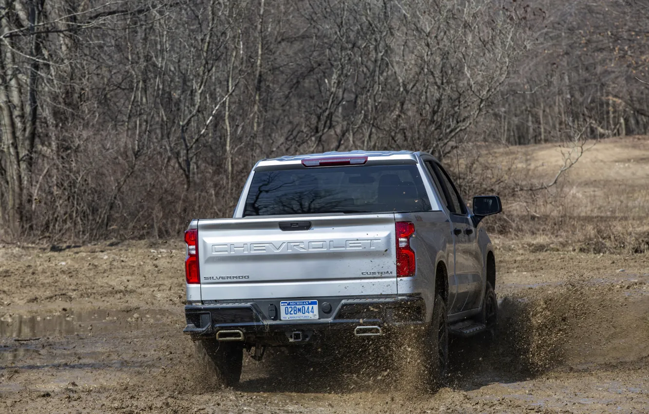 Photo wallpaper Chevrolet, dirt, pickup, Custom, feed, Silverado, 2020