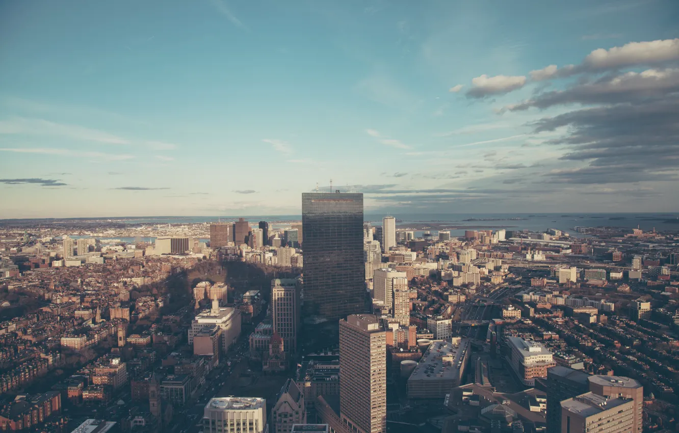 Photo wallpaper the sky, clouds, the city, building, home, skyscrapers, Boston, Boston