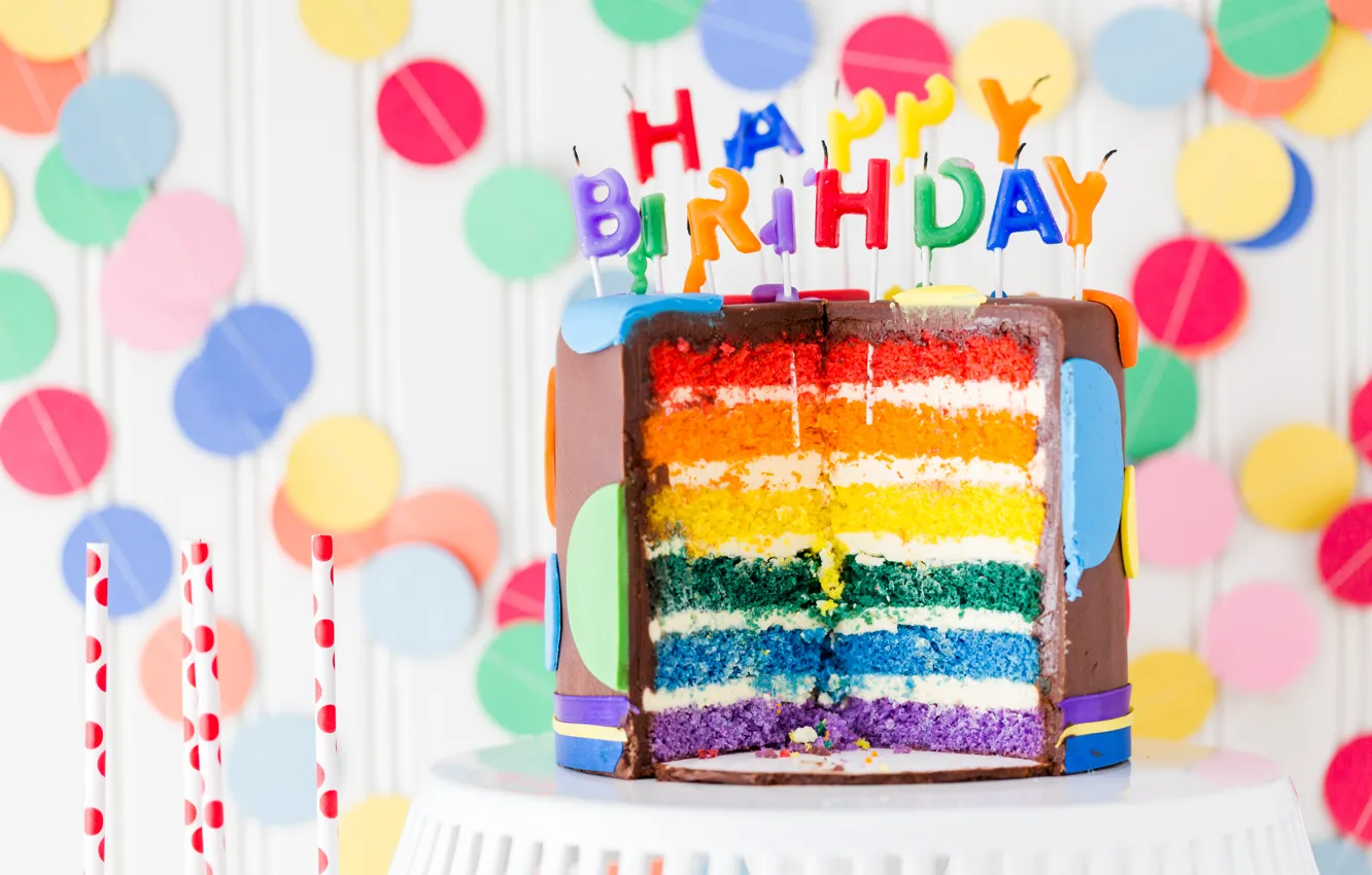 Photo wallpaper birthday, candles, cake, cake, sweet, decoration, Happy, Birthday