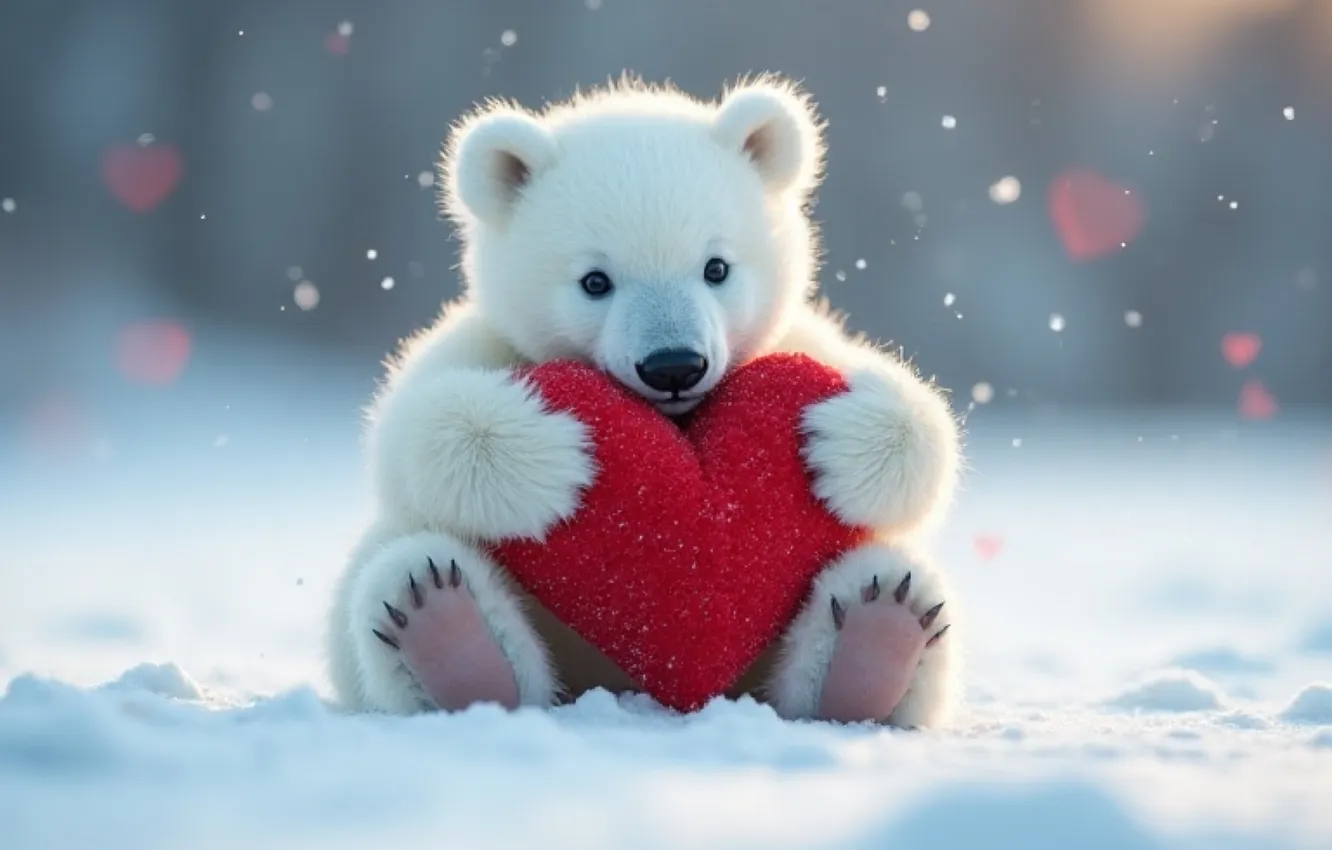Photo wallpaper winter, look, snow, love, red, holiday, heart, legs