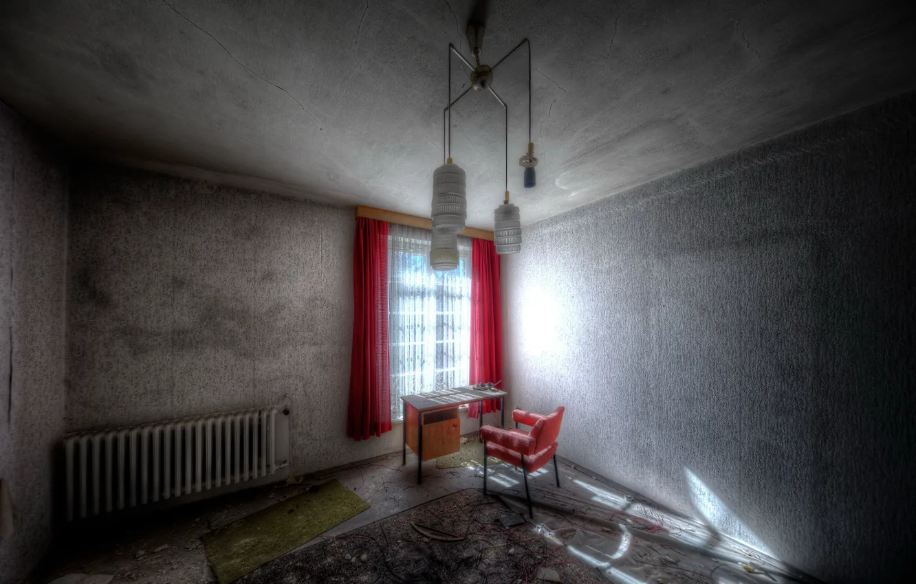 Photo wallpaper table, room, window, chair