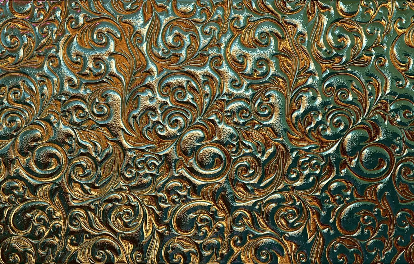 Photo wallpaper metal, background, pattern, curls, Shine, color, texture, gold