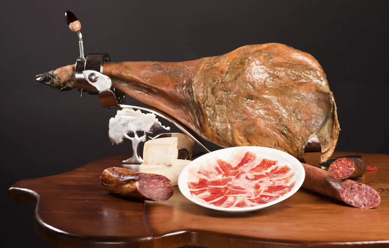Photo wallpaper meat, leg, sausage, ham