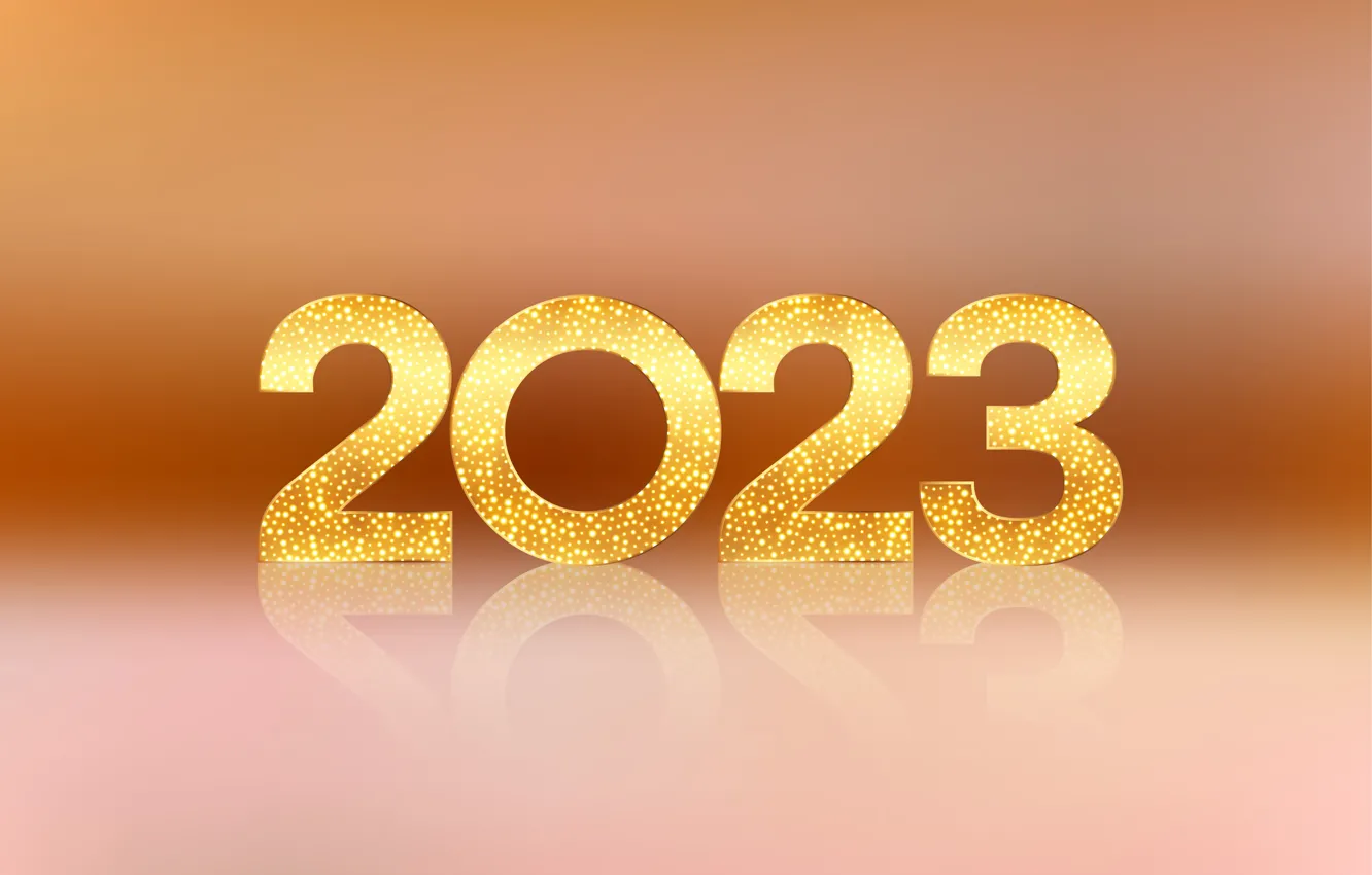 Photo wallpaper lights, strip, figures, New year, gold plated, orange background, date, 2023