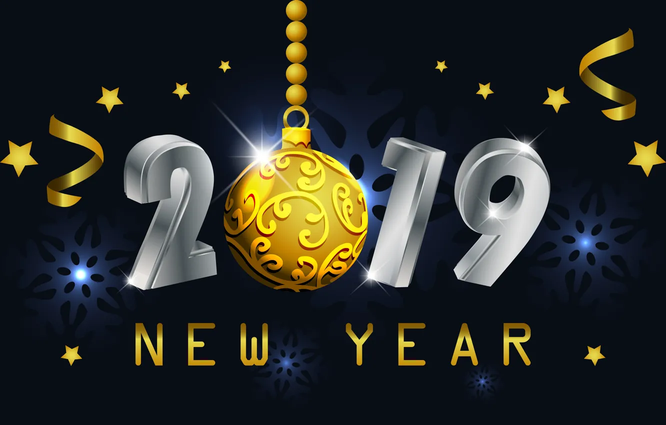 Photo wallpaper gold, New Year, figures, golden, black background, black, background, New Year