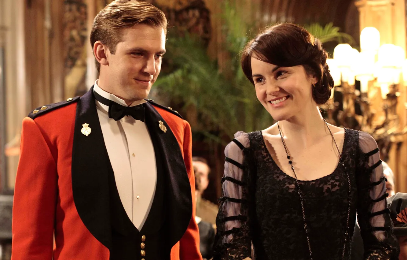 Photo wallpaper actor, the series, drama, characters, Downton Abbey, Michelle Dockery, Mary Crowley, Dan Stevens