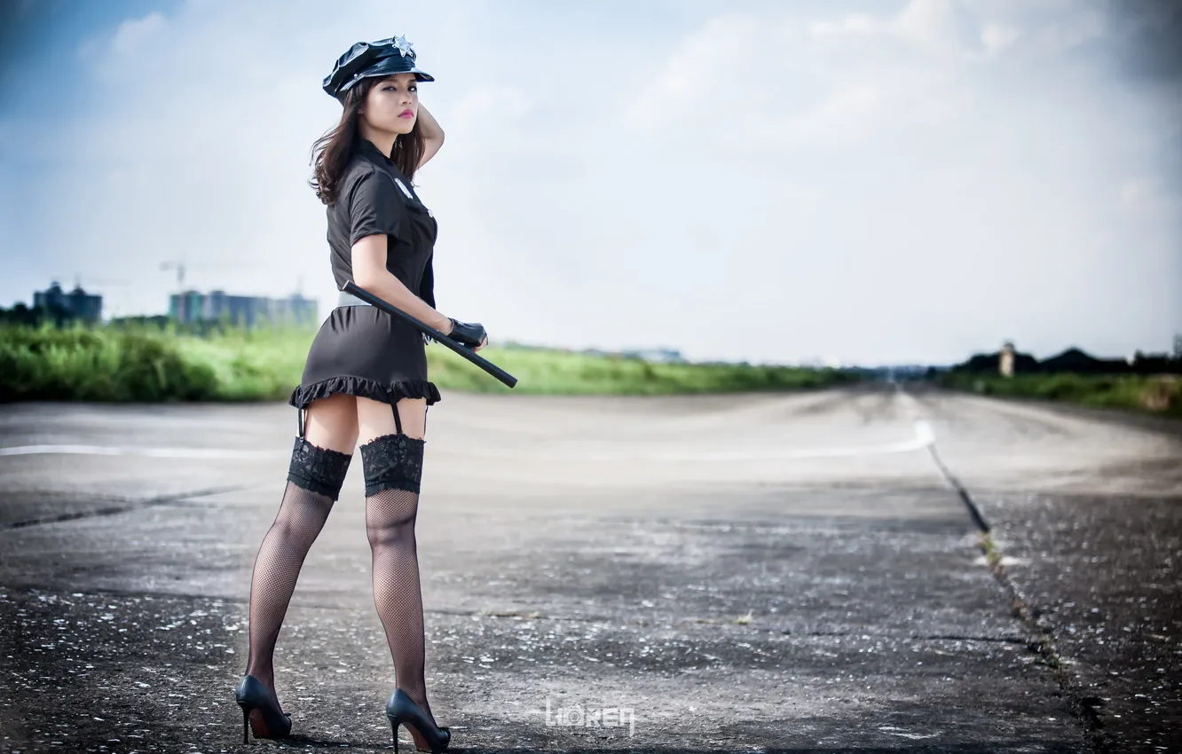 Photo wallpaper girl, pose, Asian