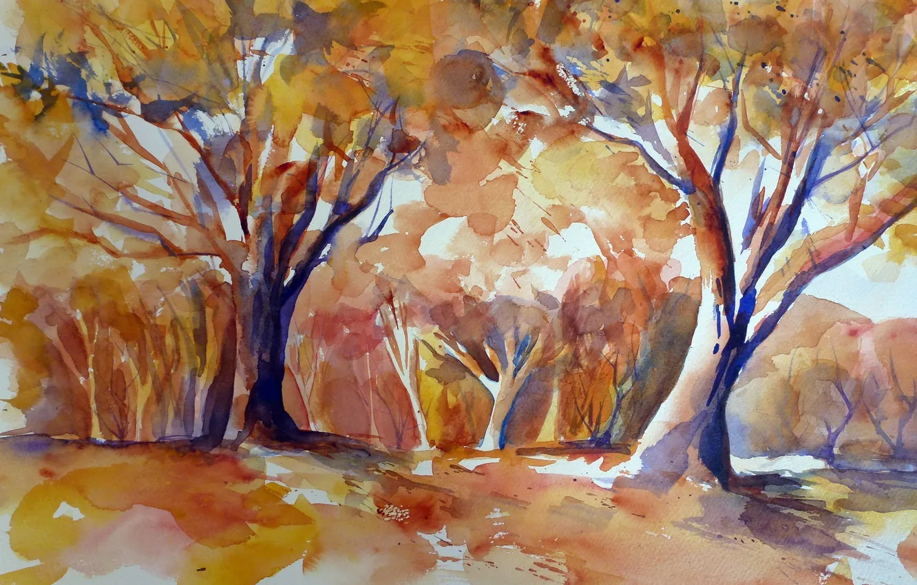 Photo wallpaper landscape, picture, watercolor