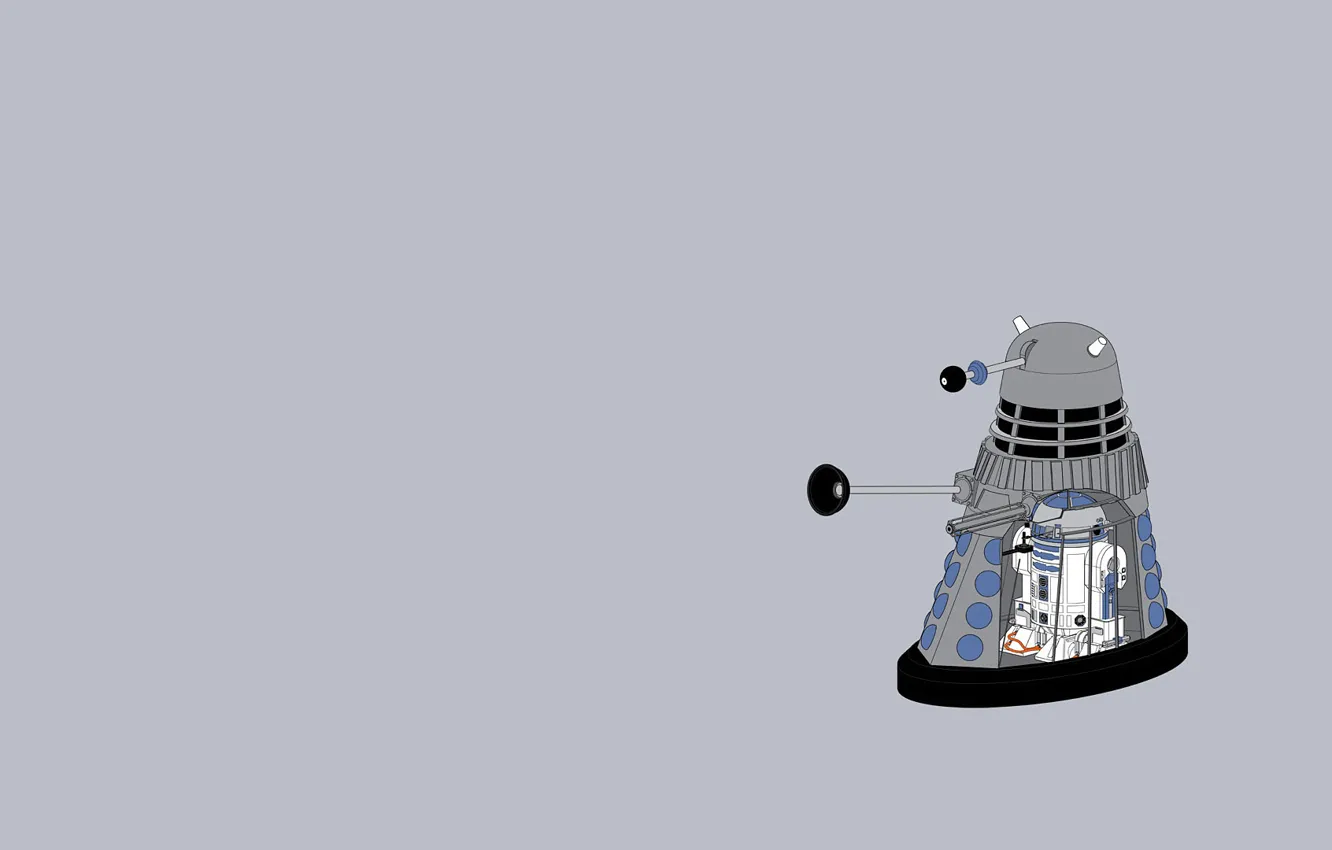 Photo wallpaper Star Wars, R2D2, Star Wars, grey background, Doctor Who, Doctor Who, R2-D2, Dalek