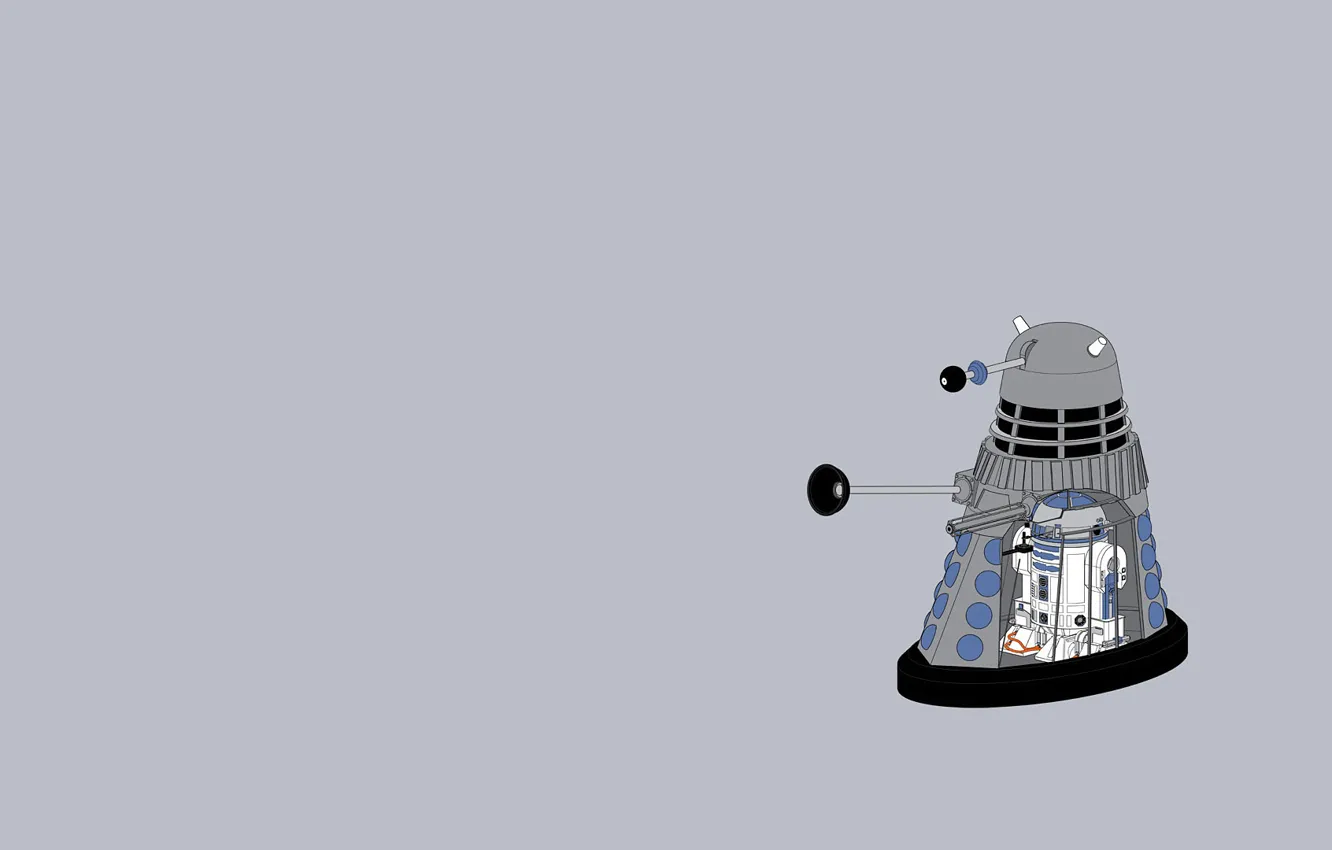 Photo wallpaper Star Wars, R2D2, grey background, Star wars, far, Doctor Who, Doctor Who, R2-D2