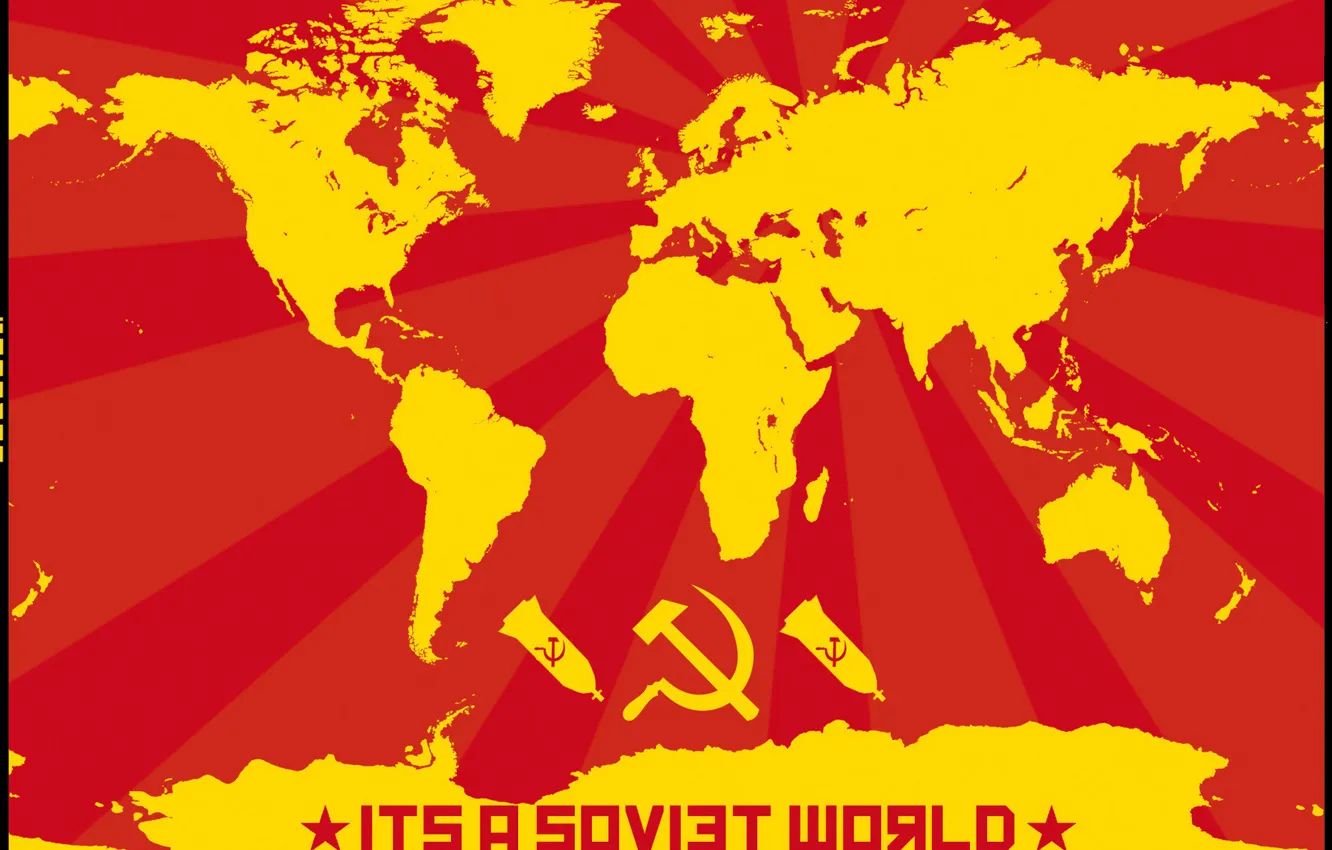 Photo wallpaper star, hammer, world map, communism, bombs, hammer