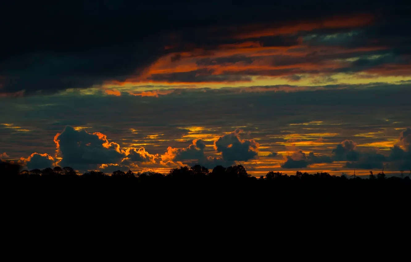 Photo wallpaper clouds, dawn, morning