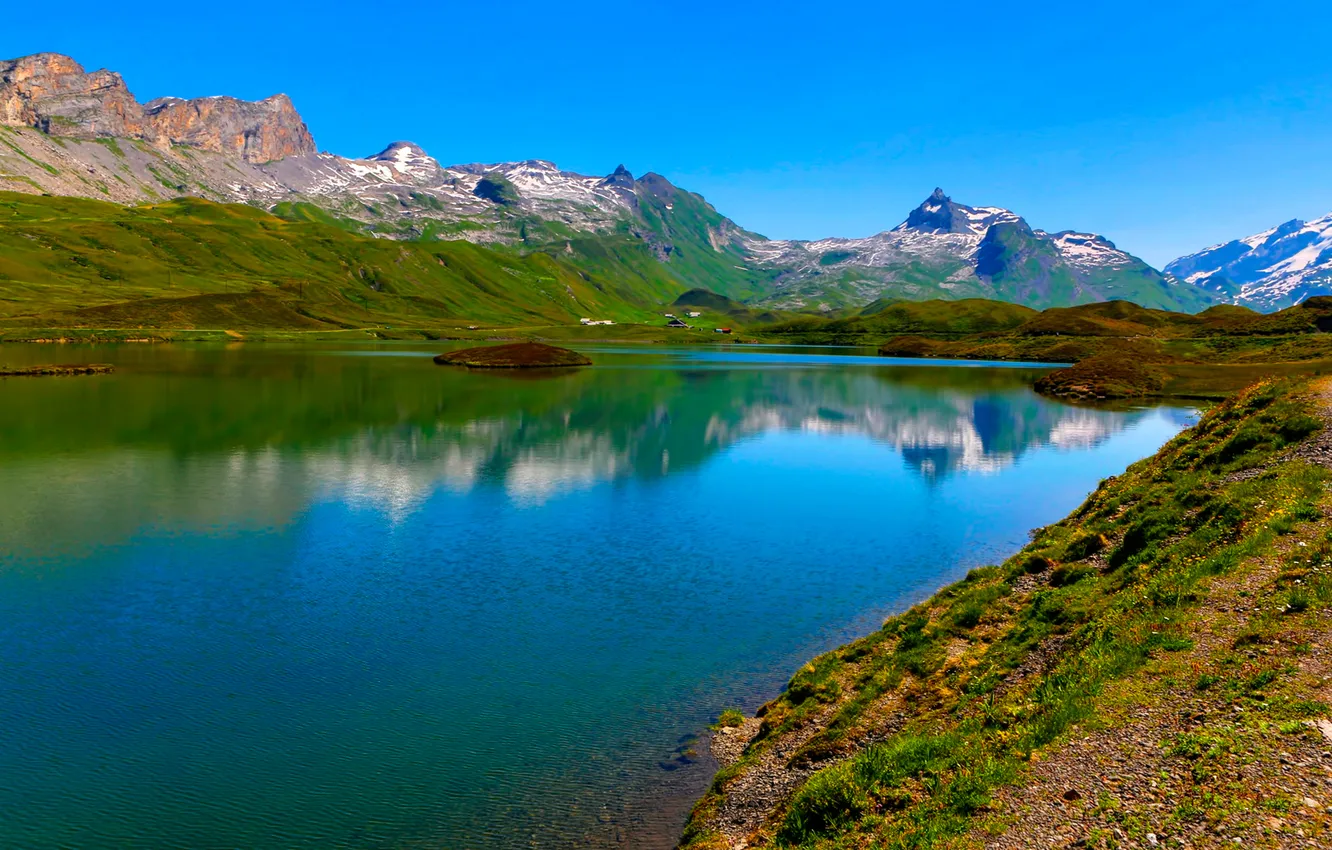 Wallpaper the sky, mountains, lake, stone for mobile and desktop ...