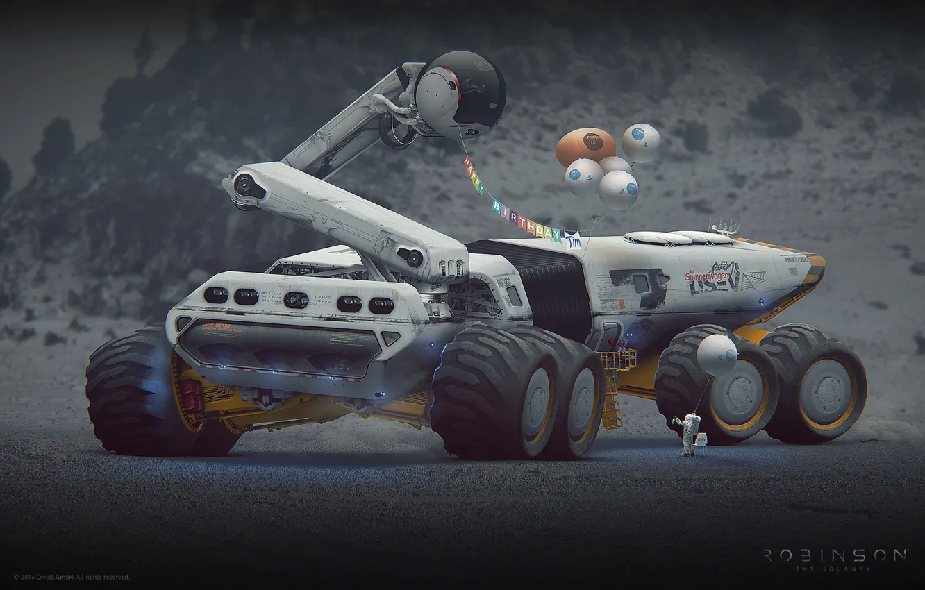 Photo wallpaper transport, flags, Robinson the journey, moontruck, Rover concept design