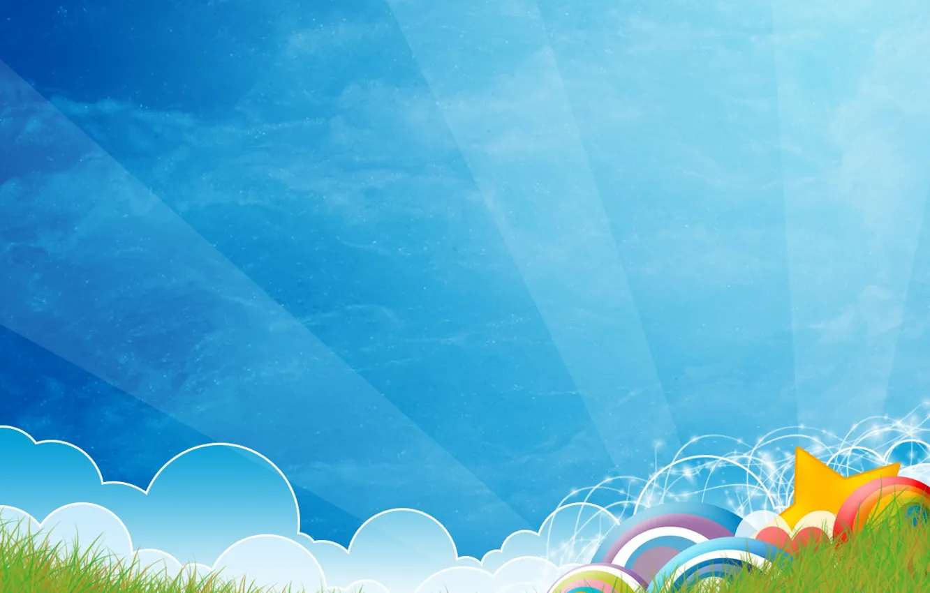 Photo wallpaper grass, stars, vector