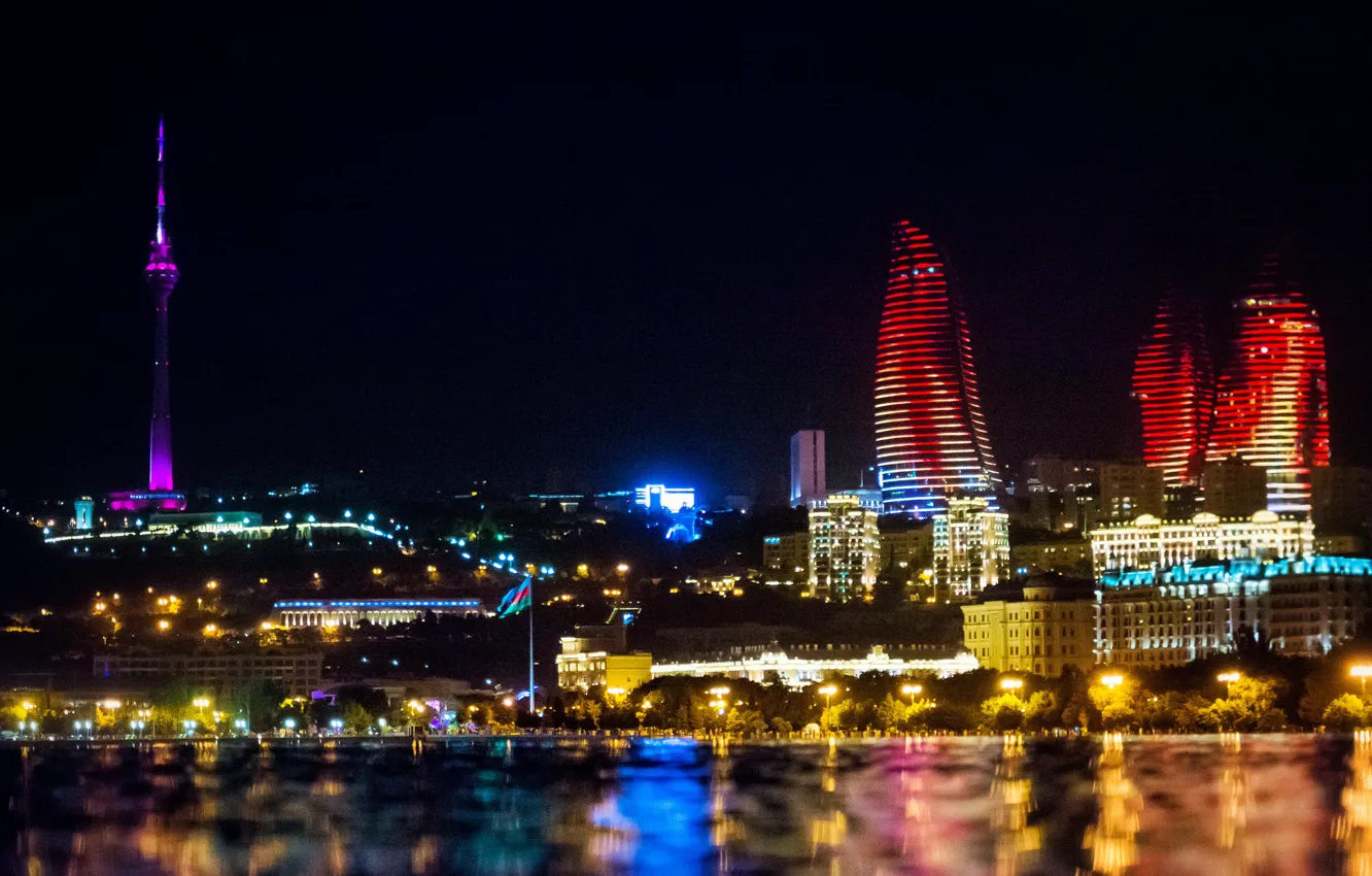 Photo wallpaper night, night, Azerbaijan, Azerbaijan, Baku, Baku