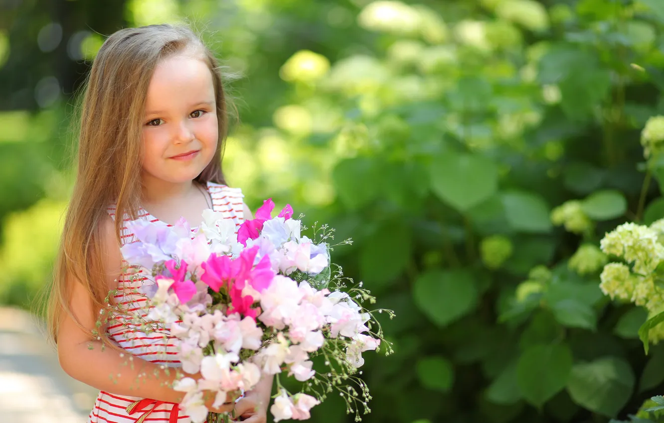 Photo wallpaper summer, look, flowers, mood, girl