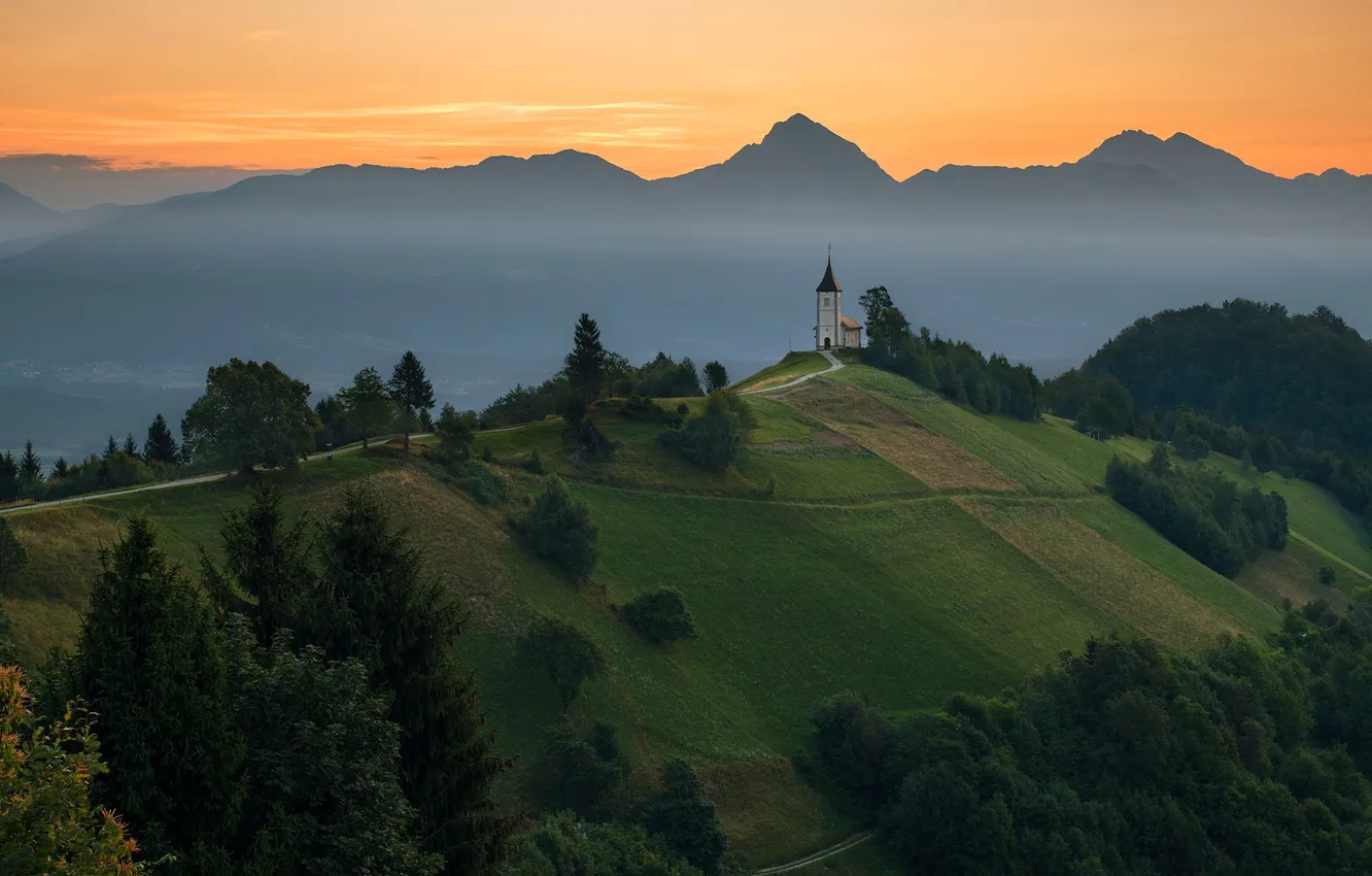 Photo wallpaper sunrise, dawn, hills, morning, Yamnik, Sergey Serushkin