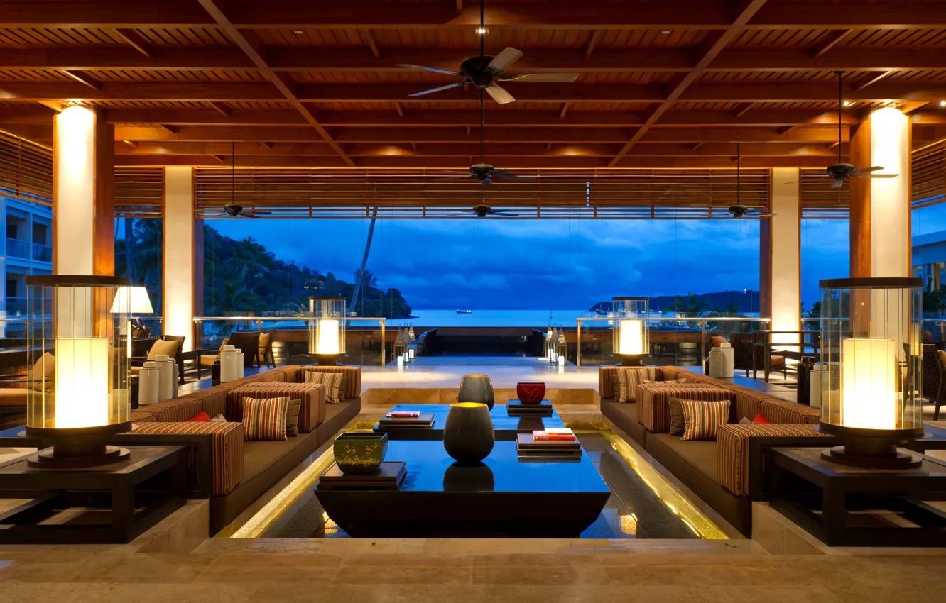 Photo wallpaper furniture, lamp, interior, resort, terrace