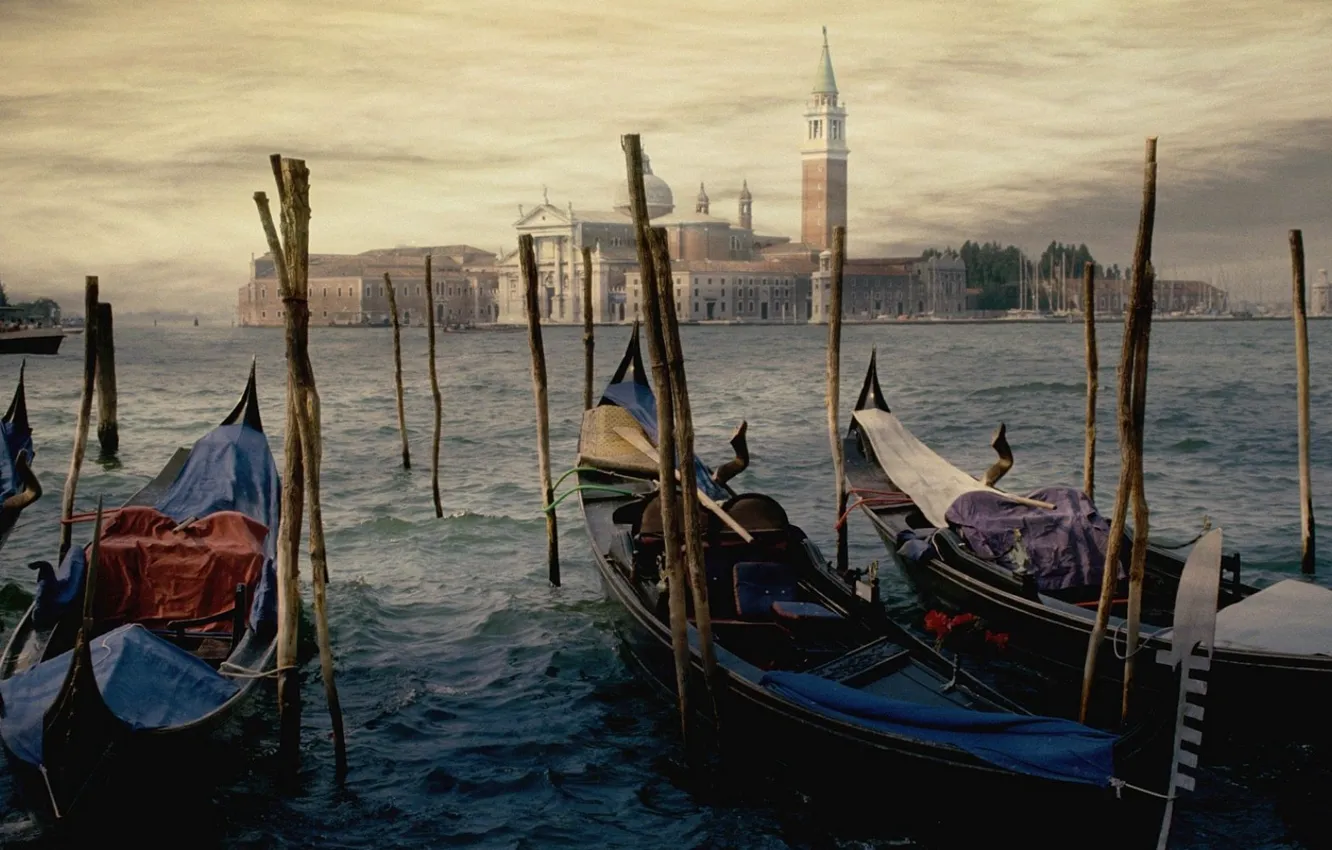 Photo wallpaper water, the city, shore, figure, building, picture, pier, Venice