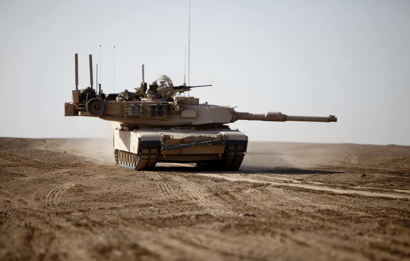 Photo wallpaper desert, tank, M1A1, armor, Abrams, Abrams