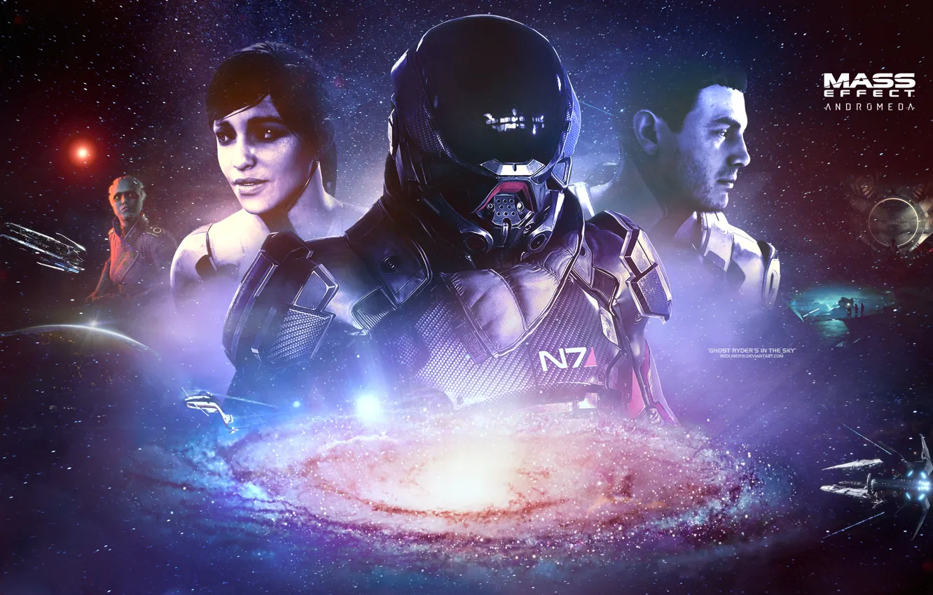 Photo wallpaper Andromeda, mass effect, Galaxy, Tempest, asari, ryder