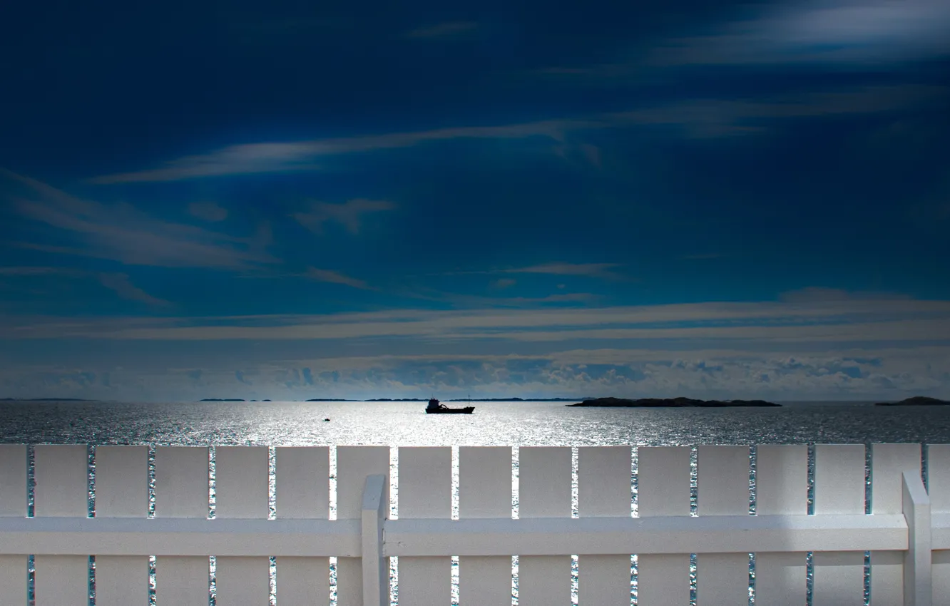 Photo wallpaper sea, the sky, the fence, ship, Norway, North sea