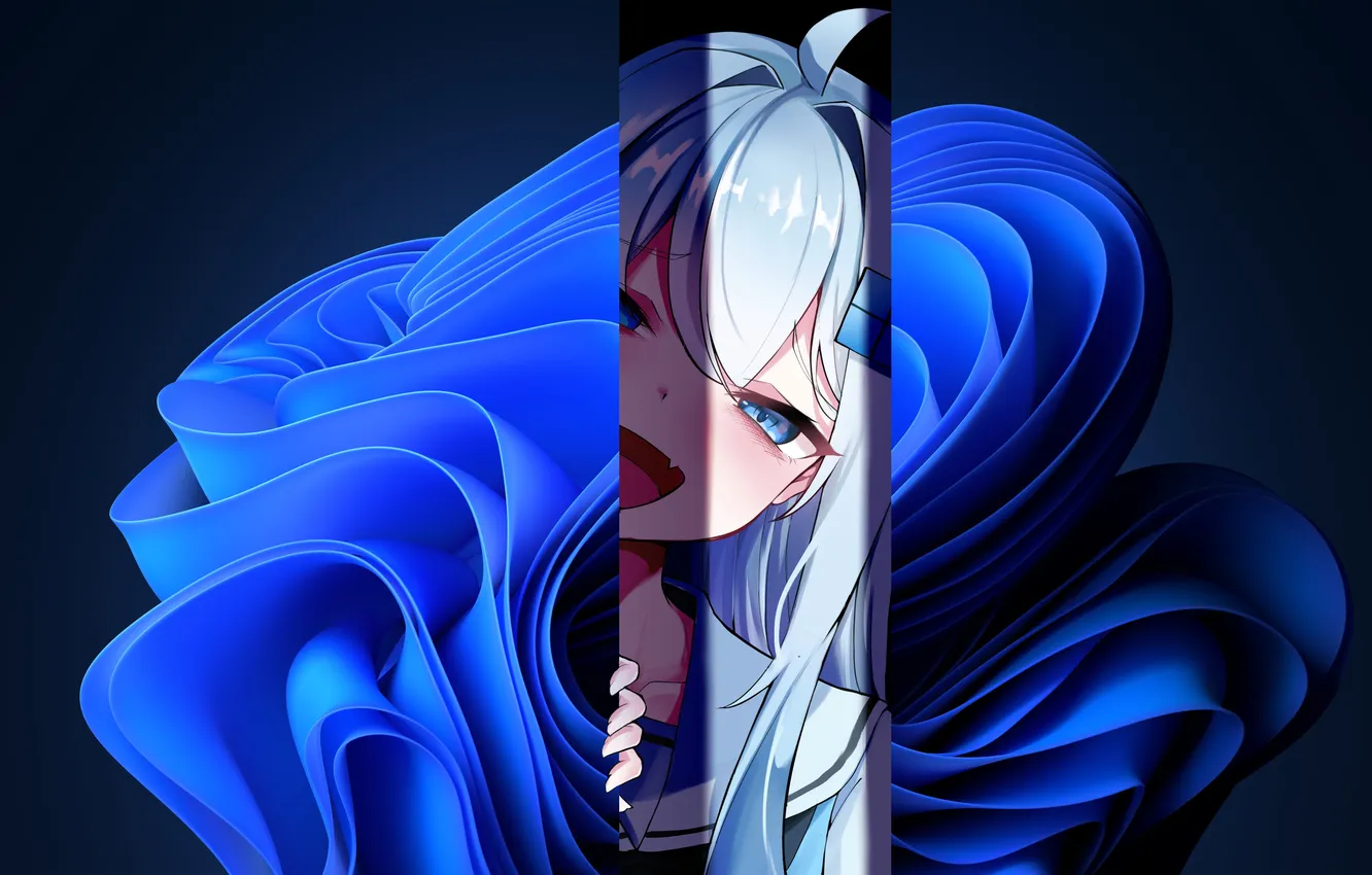 Photo wallpaper wallpaper, blue, blue eyes, anime girl, Windows 11