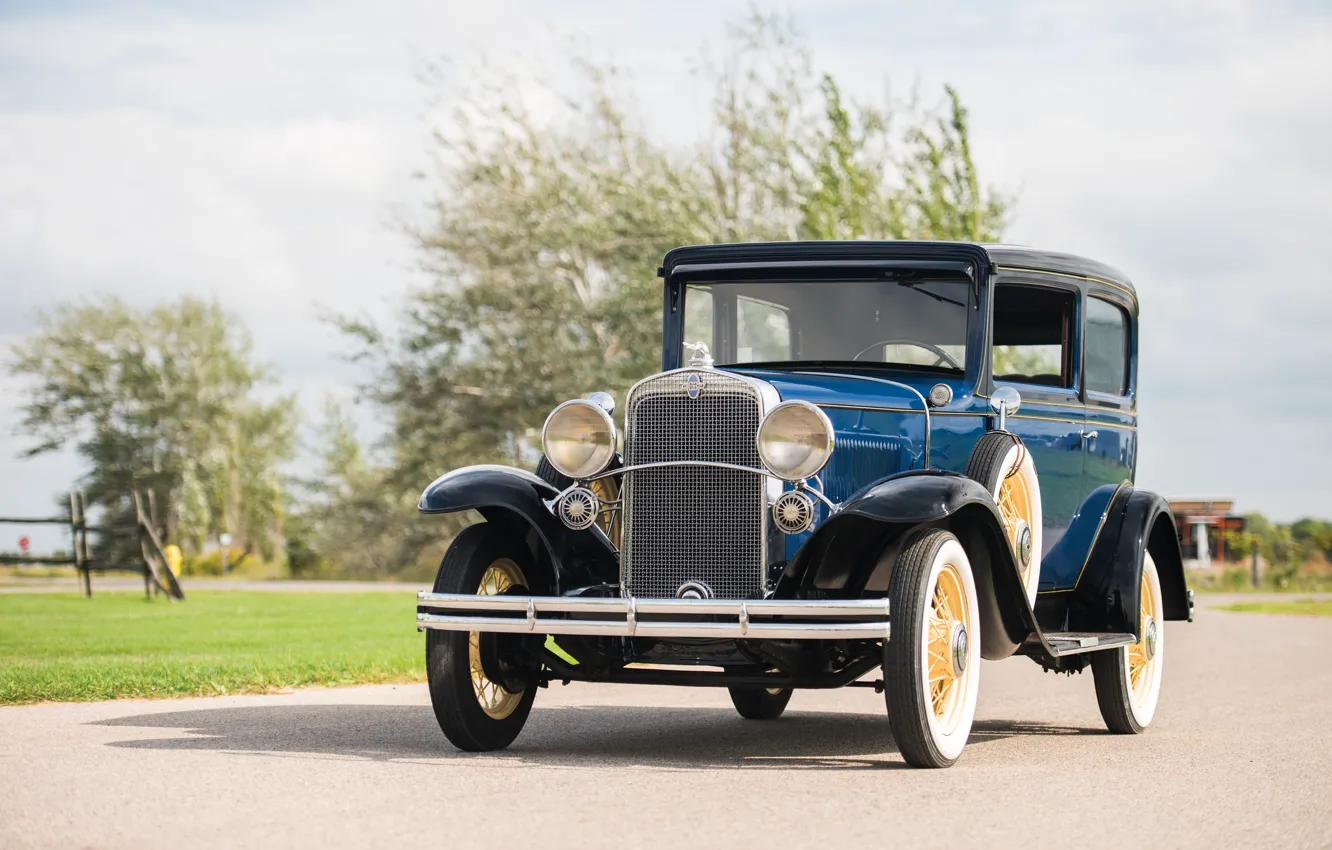 Photo wallpaper Blue, Chevrolet, Retro, Car, 1931, Coach, Metallic, Independence