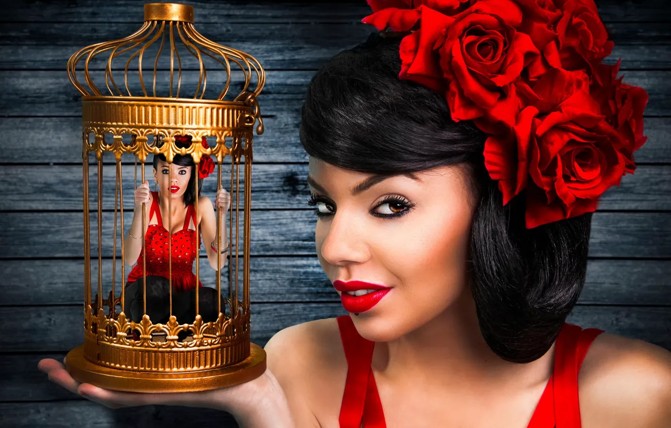 Photo wallpaper girl, smile, cell