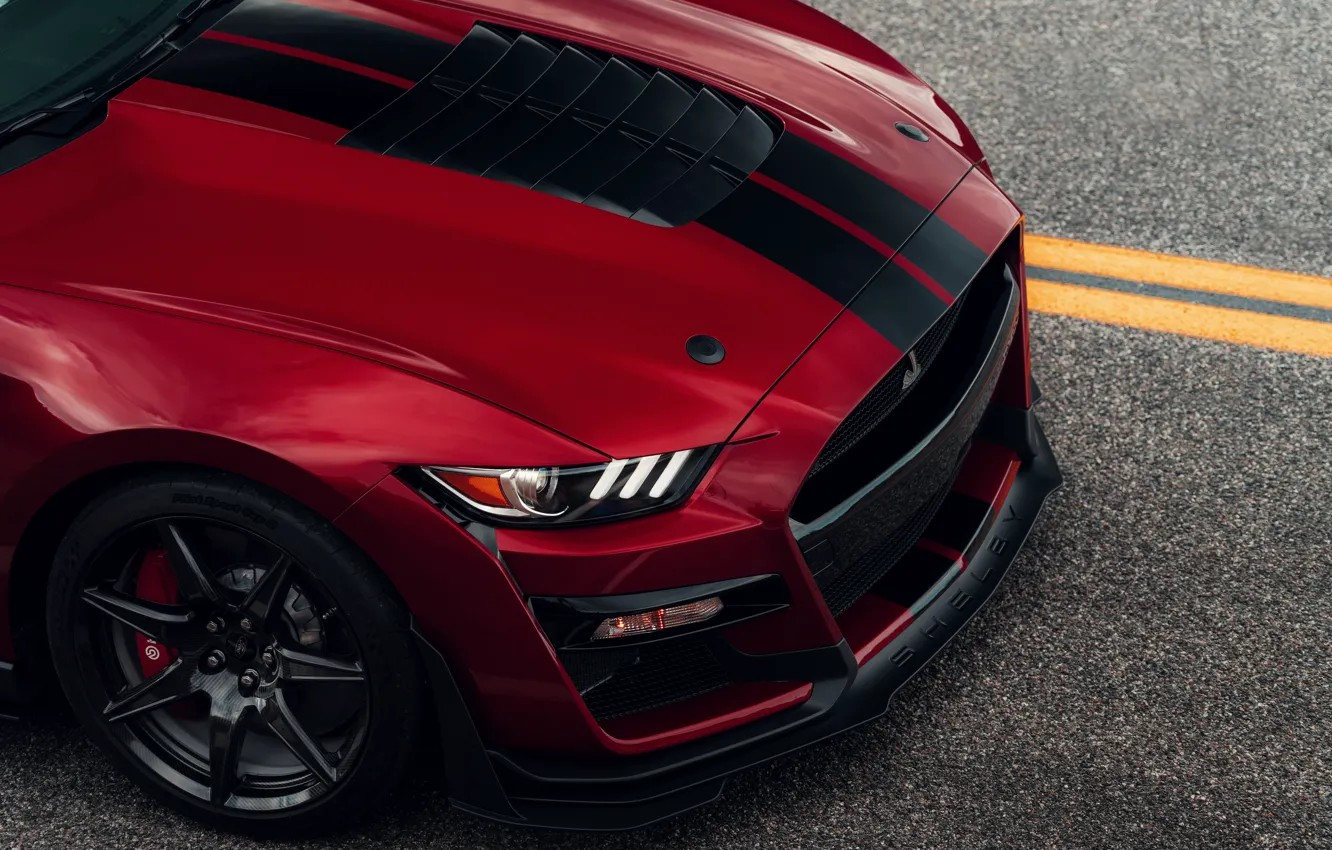 Photo wallpaper Mustang, Ford, Shelby, GT500, the hood, bloody, 2019