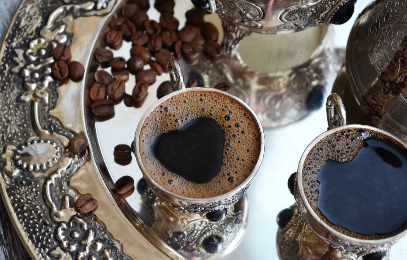 Photo wallpaper heart, coffee, Cup, drink, foam