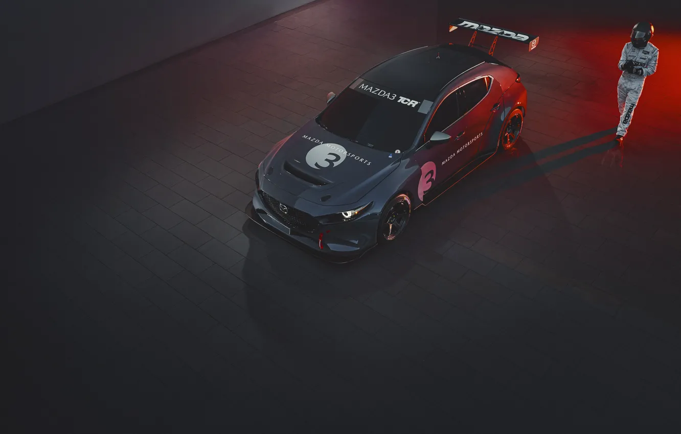 Photo wallpaper Mazda, Mazda 3, the view from the top, 2020, TCR